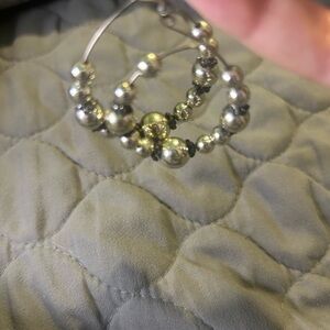 Elegant Silver Beaded Hoop Earrings